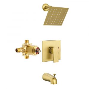 ESNBIA Brushed Gold Tub and Shower Faucet Set