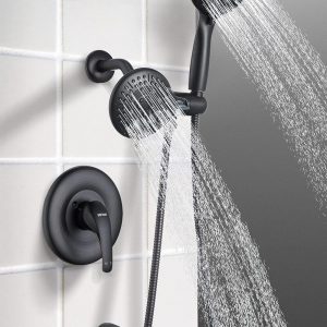 ESNBIA Oil Rubbed Tub Shower Combo Dual Shower Head