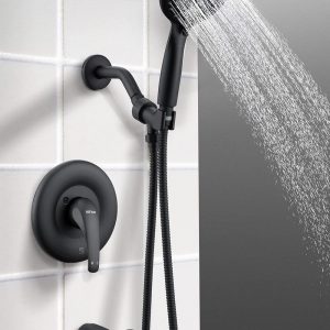 ESNBIA Matte Black Tub Shower Combo Single Shower Head